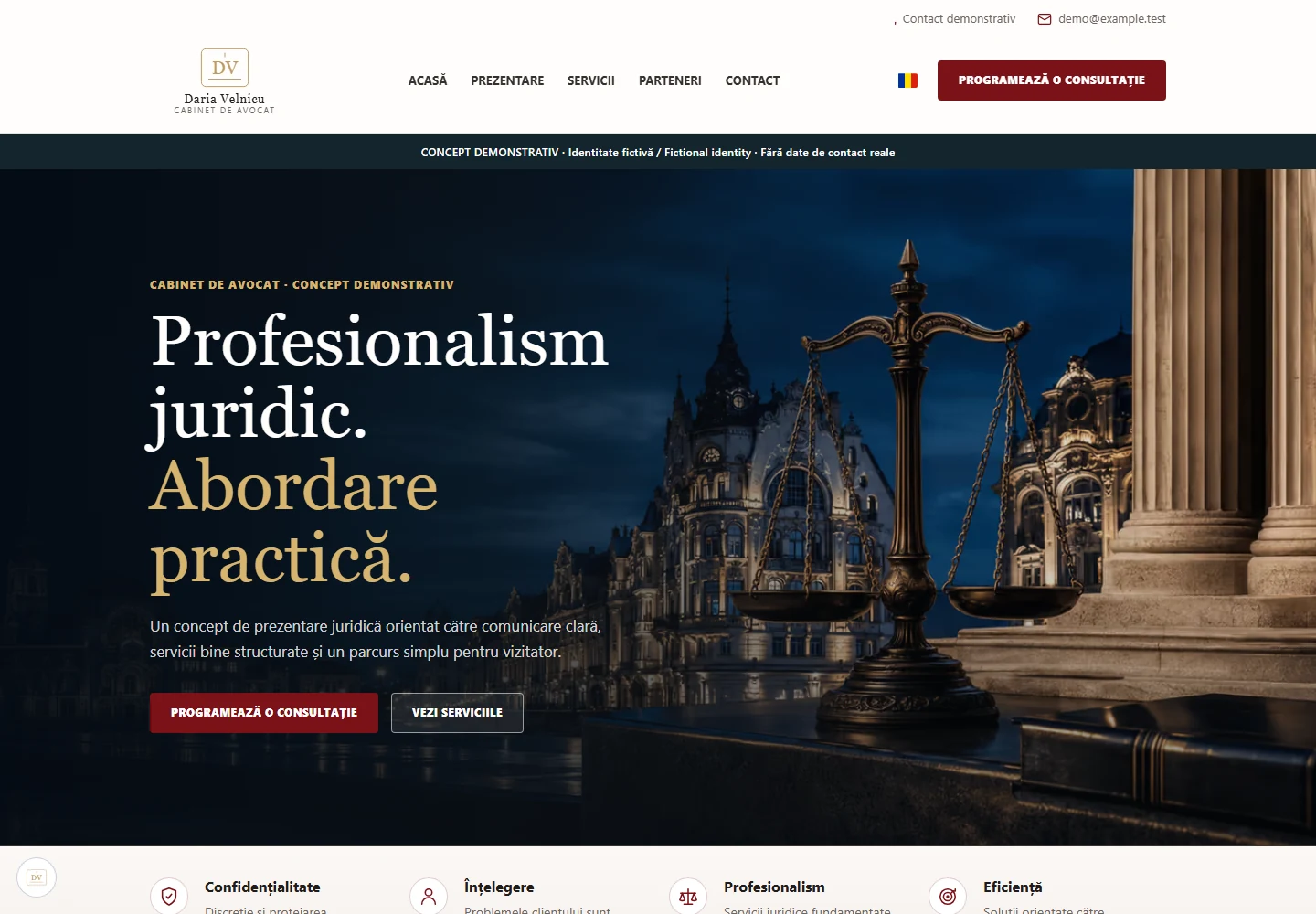 Avocat Daria Velnicu — fictional website preview