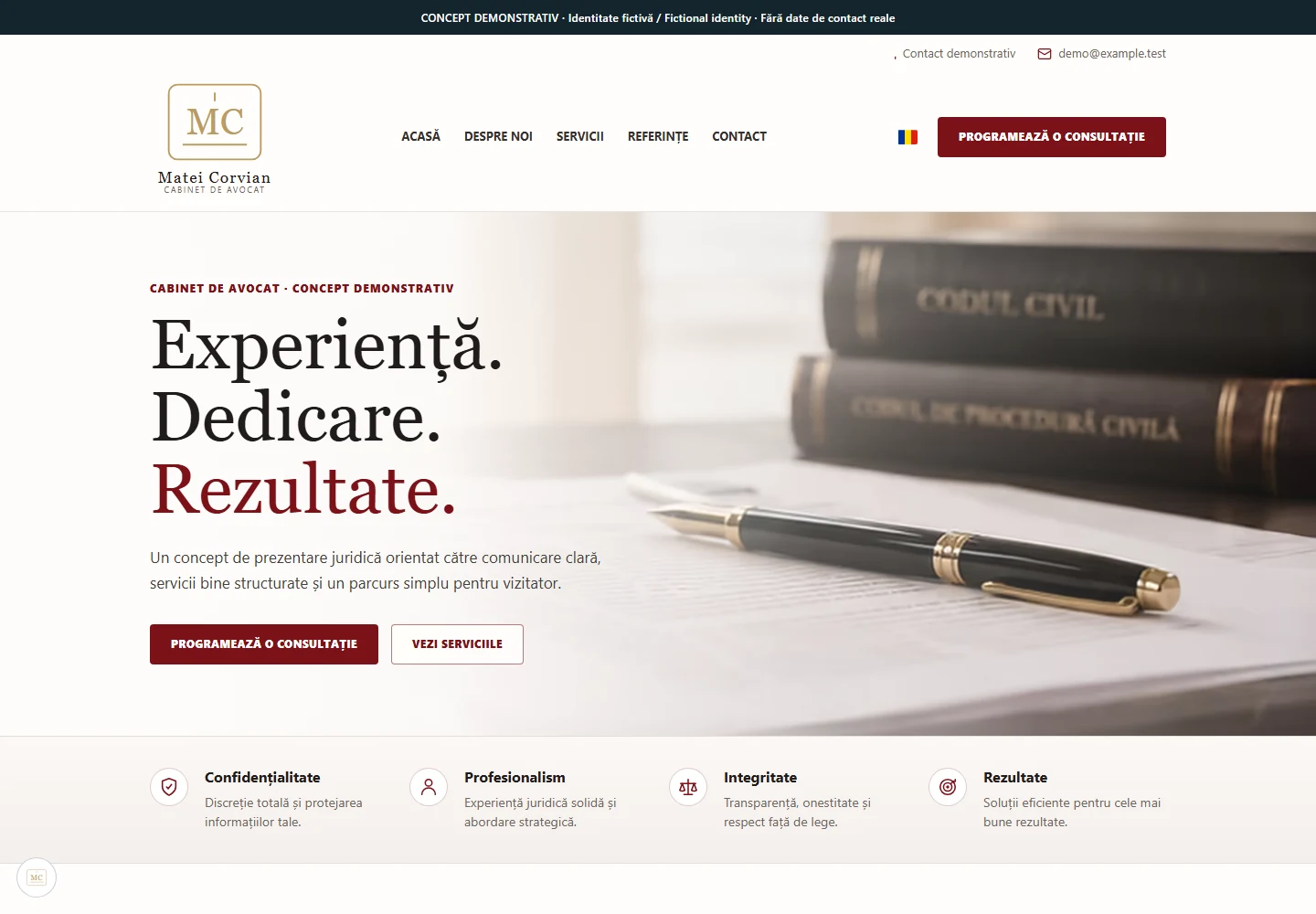 Avocat Matei Corvian — fictional website preview