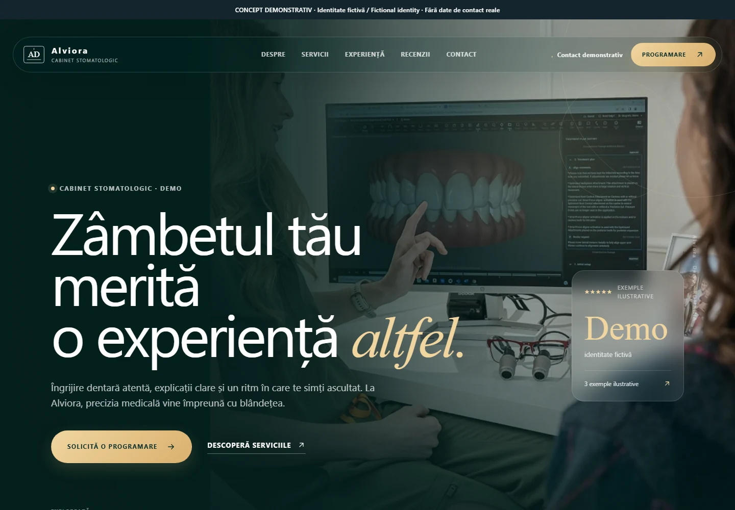 Clinica Dentară Alviora — fictional website preview